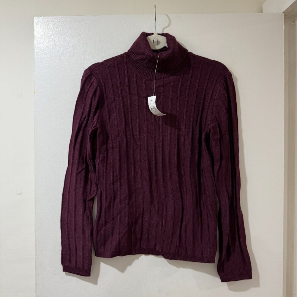 🏷 *NWT* Ann Taylor Ribbed Turtleneck Sweater – Burgundy | Size M | 🍷 - Picture 4 of 10